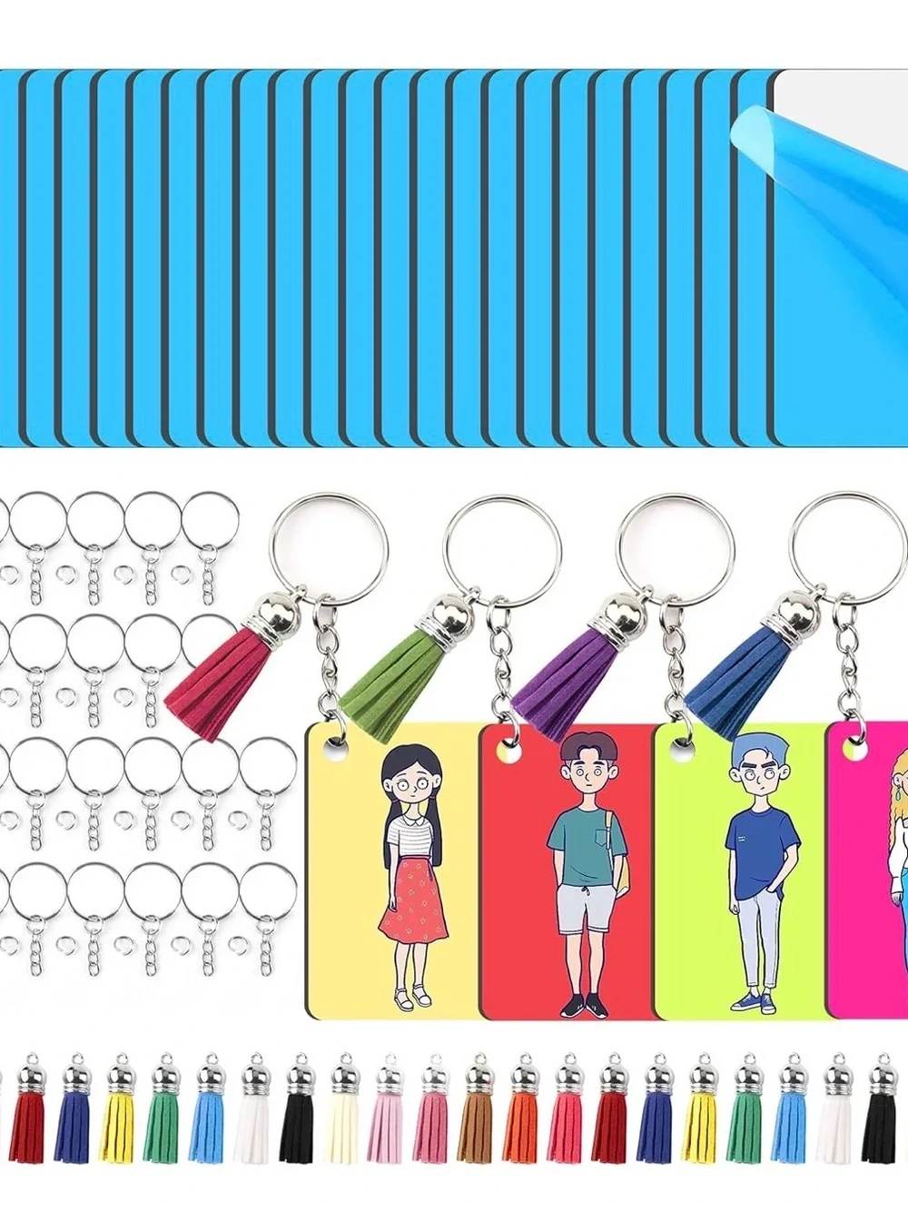 HTVRONT Sublimation Keychain Blanks Assorted Shapes DIY Craft Kit – New